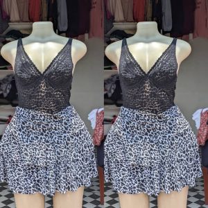 black and grey V summer dress